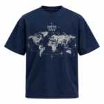 MFM 333 World Map Graphic T-Shirt Navy