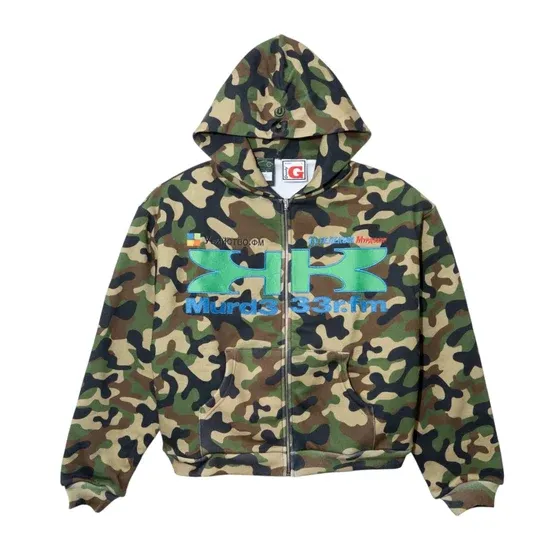 MURD333R.FM x Greedy Unit Green Camo Hoodie MURD333R.FM x Greedy Unit Green Camo Hoodie