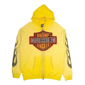 MURD333RFM Chop333 Rhinestone hoodie yellow