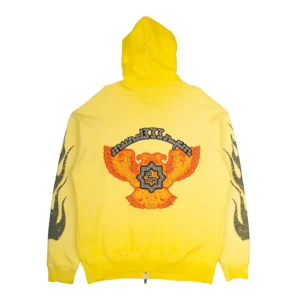 MURD333RFM Chop333 Rhinestone hoodie yellow back