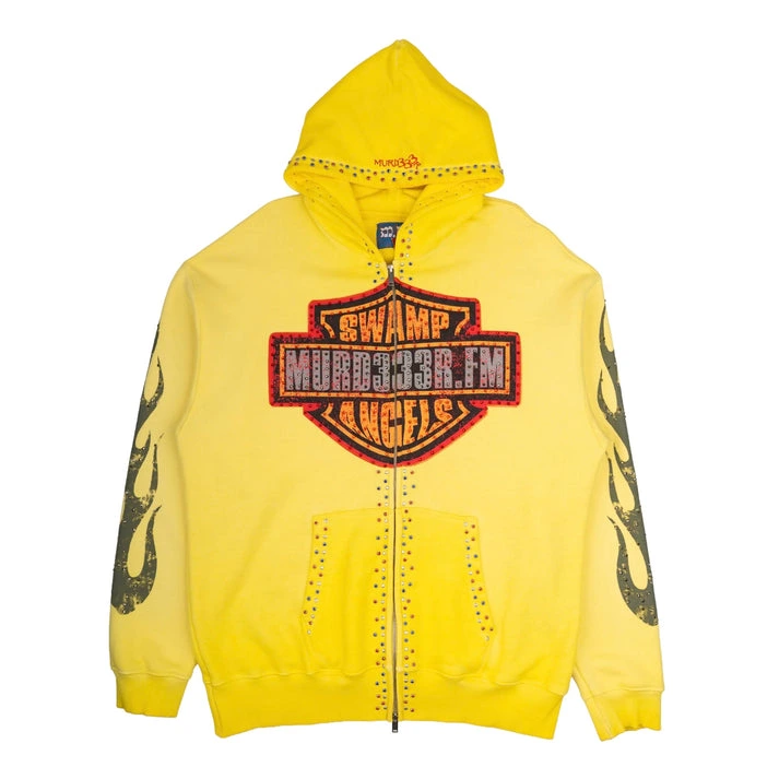 MURD333RFM Chop333 Rhinestone hoodie yellow MURD333RFM Chop333 Rhinestone hoodie yellow