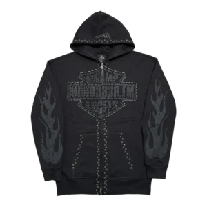 MURD333RFM Chop333r Rhinestone hoodie black