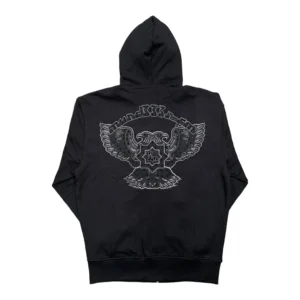 MURD333RFM Chop333r Rhinestone hoodie black back