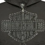 MURD333RFM Chop333r Rhinestone hoodie black close up